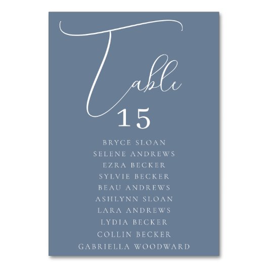 エレガントなスクリプト席札 テーブルナンバー (正面)