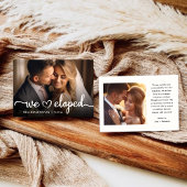 エレガントなスクリプト結婚写真「私たちは秘密結婚しました」 案内状