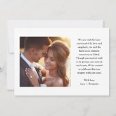 エレガントなスクリプト結婚写真「私たちは秘密結婚しました」 案内状 (裏面)