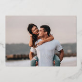 エレガントなスクリプト結婚式の写真 Save the Date ゴールド 箔招待状 (裏面)