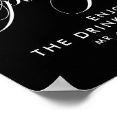 エレガントなスクリプト結婚式オープンバー飲み物メニュー ブラック ポスター (角)