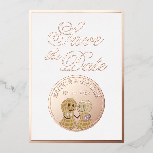 エレガントなスクリプト結婚式写真 Save The Date 箔招待状 (正面)