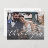 エレガントなスクリプト結婚式感謝ポストカード ポストカード (正面/裏面)