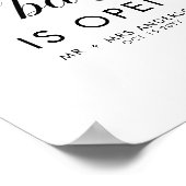 エレガントなスクリプト結婚式 バーはオープン ドリンクス ポスター (角)