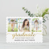 エレガントなスクリプト編集可能カラー卒業招待状 招待状 (スタンド正面)