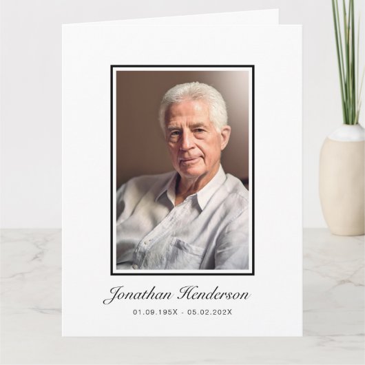 エレガントなスクリプト葬儀写真 サンキューカード (正面)