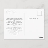 エレガントなスクリプト2枚の写真 ミニマルな結婚式のお礼 ポストカード (裏面)