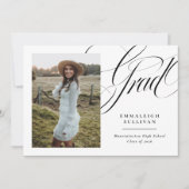 エレガントなスクリプト2 フォト 卒業発表 招待状 (正面)