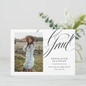 エレガントなスクリプト2 フォト 卒業発表 招待状 (スタンド正面)