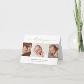 エレガントなスクリプト3枚の写真コラージュベイビー サンキューカード (正面)