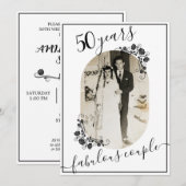 エレガントなスクリプト いつもの年 結婚記念日 写真 50周年 招待状 (正面/裏面)