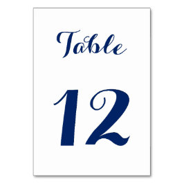 エレガントなスクリプト おしゃれなネイビーブルー ホワイト ネイビー ブルー ウェディングパーティー テーブルナンバー