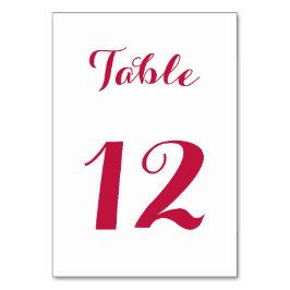 エレガントなスクリプト おしゃれなホワイト レッド ブライド ウェディングパーティ テーブルナンバー