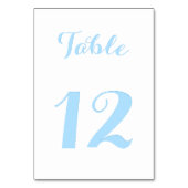 エレガントなスクリプト おしゃれな白と青の結婚式パーティー テーブルナンバー (裏面)