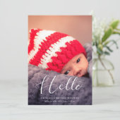 エレガントなスクリプト おめでとう新しい赤ちゃんの写真 案内状 (スタンド正面)