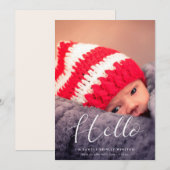 エレガントなスクリプト おめでとう新しい赤ちゃんの写真 案内状 (正面/裏面)