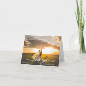 エレガントなスクリプト お礼 ウェディング ノートカード | 写真付き (正面)