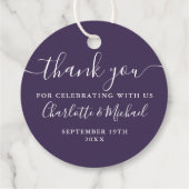 エレガントなスクリプト お礼 紫の結婚式 フェイバータグ (裏面)