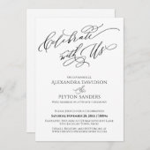 エレガントなスクリプト お祝いしましょう ご招待状 招待状 (正面/裏面)