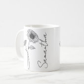 エレガントなスクリプト アスター 9月 誕生花 名前 コーヒーマグカップ (正面左)