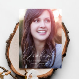 エレガントなスクリプト イエロー フォト 卒業パーティー 招待状