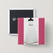 エレガントなスクリプト ウェディングドレス 花嫁 ボタン ギフト 缶バッジ (正面&裏面)