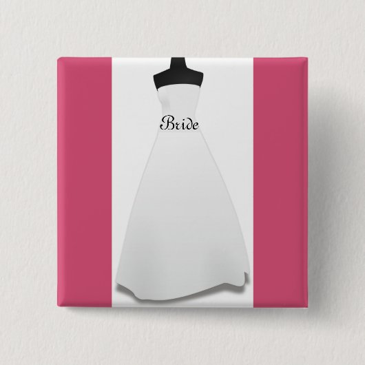 エレガントなスクリプト ウェディングドレス 花嫁 ボタン ギフト 缶バッジ (正面)