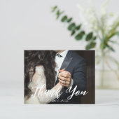 エレガントなスクリプト ウェディング サンクス ポストカード (スタンド正面)