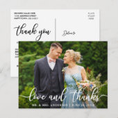 エレガントなスクリプト ウェディング ラブ アンド サンクス 花嫁 新郎 ポストカード (正面/裏面)