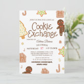 エレガントなスクリプト クッキー交換 クリスマスパーティーご招待 招待状 (スタンド正面)