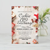 エレガントなスクリプト クッキー交換 クリスマス パーティー 招待状 (スタンド正面)