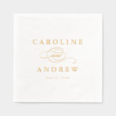 エレガントなスクリプト クラシック ウェディング 箔ナプキン (正面)