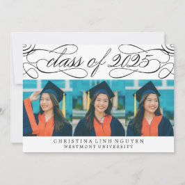 エレガントなスクリプト クラス 2025 フォト 卒業式 招待状