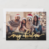 エレガントなスクリプト ゴールド スクリプト ブラック フォト クリスマス (正面)