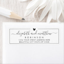 エレガントなスクリプト シックな結婚式の返送先ラベル
