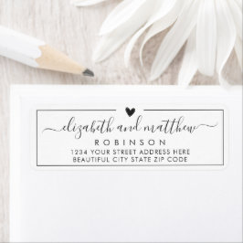 エレガントなスクリプト シックな結婚式の返送先ラベル ラベル