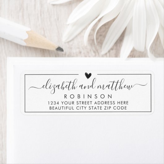 エレガントなスクリプト シックな結婚式の返送先ラベル ラベル (インサイチュ)