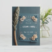 エレガントなスクリプト セーブ・ザ・デート 発表カード (スタンド正面)