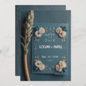 エレガントなスクリプト セーブ・ザ・デート 発表カード (正面/裏面)