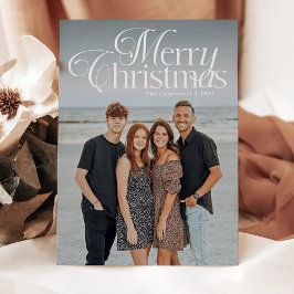 エレガントなスクリプト タイポグラフィー メリークリスマス フォト シーズンカード
