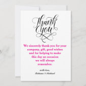 エレガントなスクリプト タイポグラフィー 結婚式の感謝写真 サンキューカード (裏面)