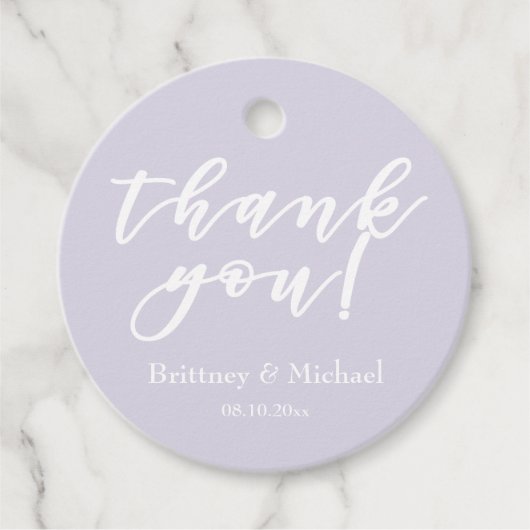 エレガントなスクリプト タイポグラフィ | ラベンダー お礼 フェイバータグ (正面)