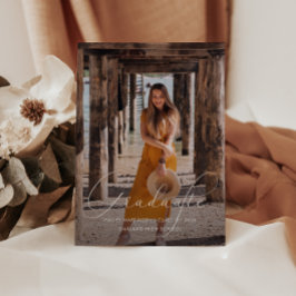 エレガントなスクリプト ダスティ ローズ フォト 卒業パーティー 招待状