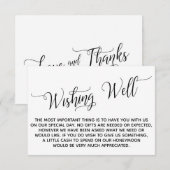 エレガントなスクリプト ハニームーン ウィッシング ウェル エンクロージャーカード (正面/裏面)