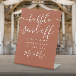 エレガントなスクリプト バブル センドオフ テラコッタ 台座サイン