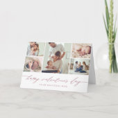 エレガントなスクリプト バレンタインデーの写真コラージュ カード (正面)