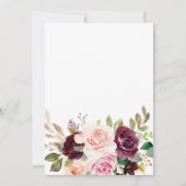 エレガントなスクリプト バーガンディ フラワー ウェディング 招待状 (裏面)