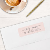 エレガントなスクリプト パステルピンク ウェディング 返信住所 ラベル