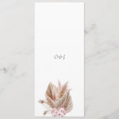 エレガントなスクリプト パンパス グラス ウェディング メニュー (裏面)