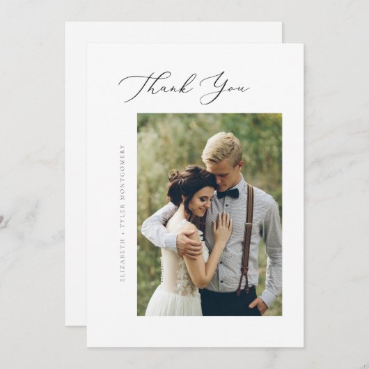 エレガントなスクリプト フラット サンクス カード (正面/裏面)